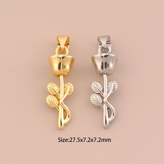 18K Gold Flower Charms,Minimalist Charms Pendants,Flower Charm for DIY Jewelry Making Supply
