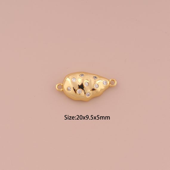18K Gold Conch Connector,CZ Pave Minimalist Connector Charms,Conch Connector for DIY Jewelry Making Supply