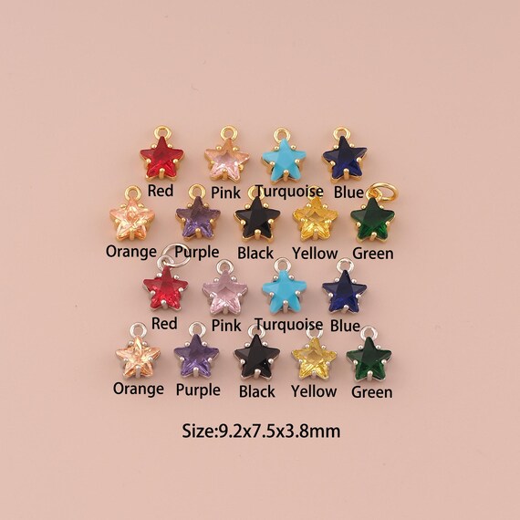 18K Gold Mini Star Charms,CZ Pave Minimalist Charms Pendants,Star Charm for DIY Jewelry Making Supply