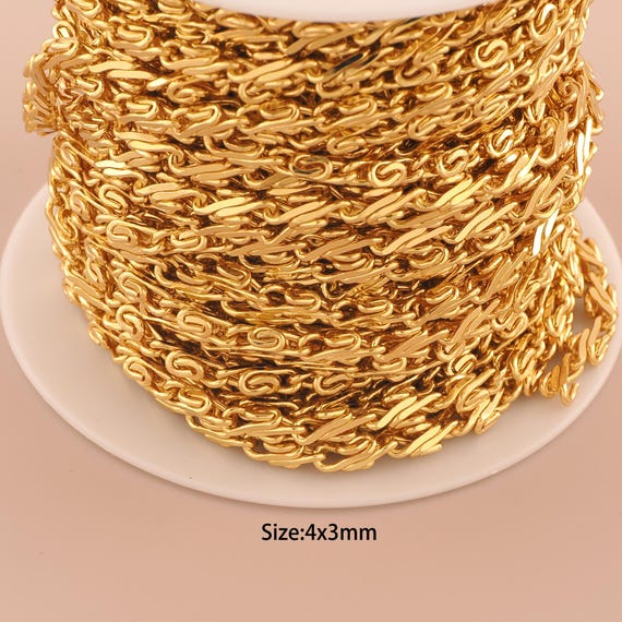 3.28 Feet 18K Gold Twist Chain,Special Chain,Semi-Finished Chain for DIY Jewelry Making Supply