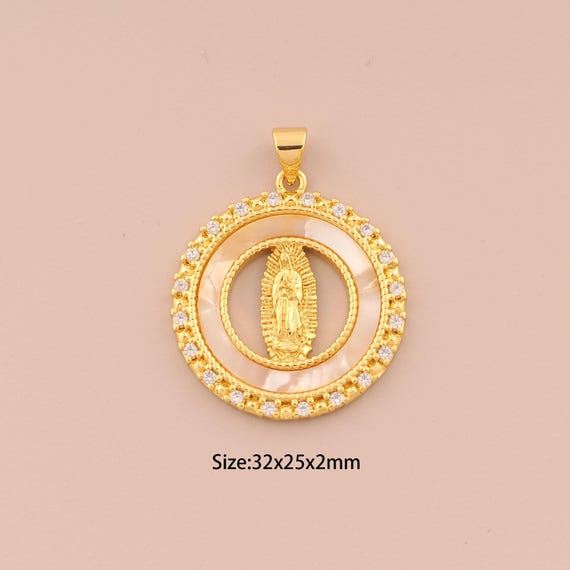 18K Gold Virgin Mary Charms,CZ Pave Religion Charms Pendants,Catholic Charm for DIY Jewelry Making Supply