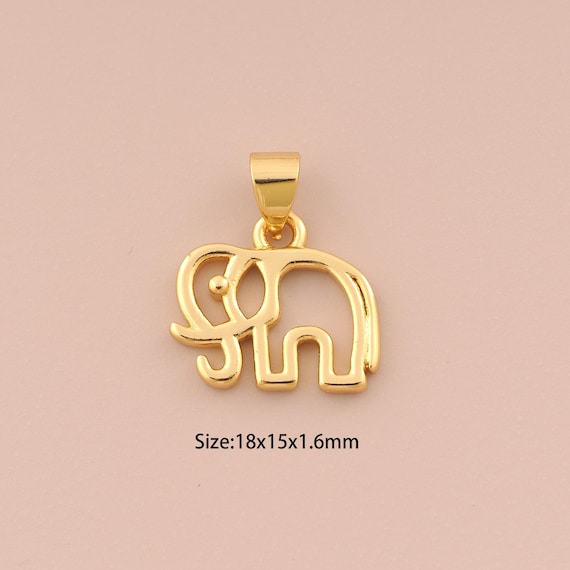 18K Gold Elephant Charms,Animal Charms Pendants,Elephant Charm for DIY Jewelry Making Supply