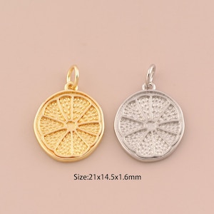 18K Gold Lemon Charms,Minimalist Charms Pendants,Fruit Charm for DIY Jewelry Making Supply