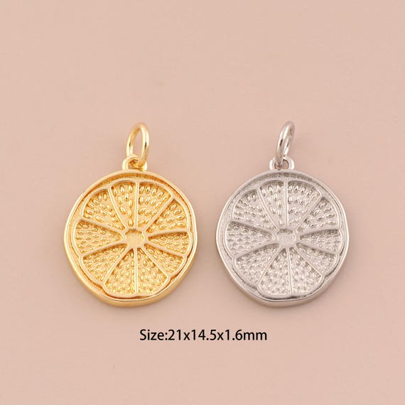 18K Gold Lemon Charms,Minimalist Charms Pendants,Fruit Charm for DIY Jewelry Making Supply