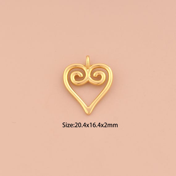 18K Gold Heart Charms,Love Charms Pendants,Heart Charm for DIY Jewelry Making Supply