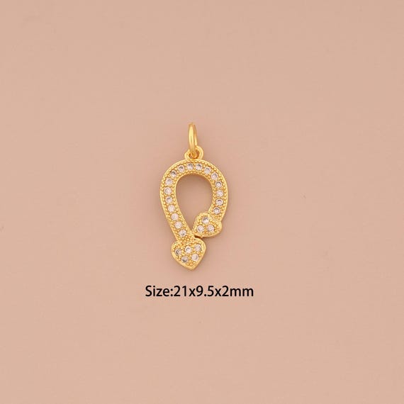18K Gold Heart Charms,CZ Pave Love Charms Pendants,Heart Charm for DIY Jewelry Making Supply