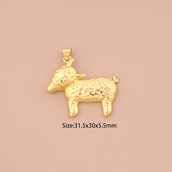 18K Gold Sheep Charms,Animal Charms Pendants,Sheep Charm for DIY Jewelry Making Supply