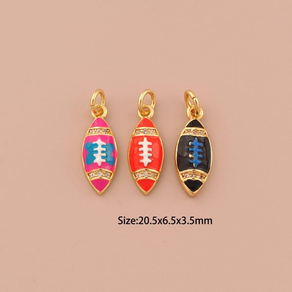 18K Gold Rugby Charms,Enamel Minimalist Charms Pendants,Rugby Charm for DIY Jewelry Making Supply
