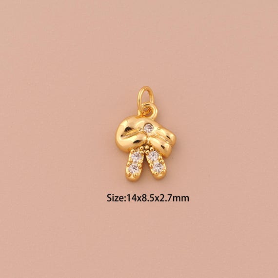 18K Gold Gesture Charms,CZ Pave Minimalist Charms Pendants,Gesture Charm for DIY Jewelry Making Supply