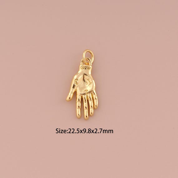 18K Gold Hand Charms,Minimalist Charms Pendants,Hand Charm for DIY Jewelry Making Supply
