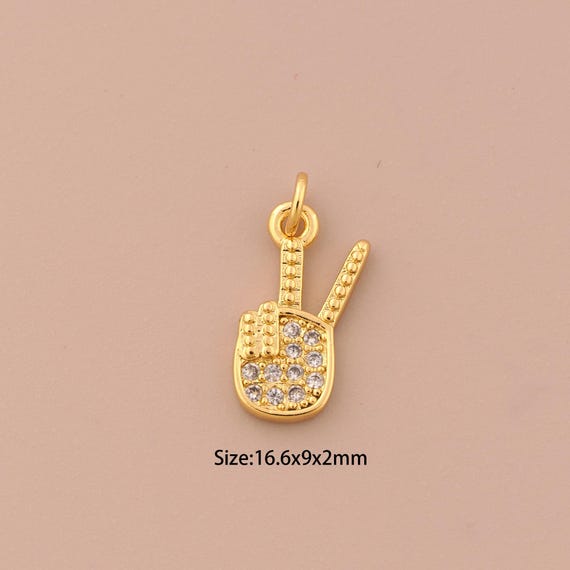 18K Gold Gesture Charms,CZ Pave Hand Charms Pendants,Gesture Charm for DIY Jewelry Making Supply