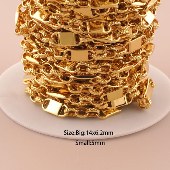 3.28 Feet 18K Gold Figaro Chain,Special Chain,Semi-Finished Chain for DIY Jewelry Making Supply