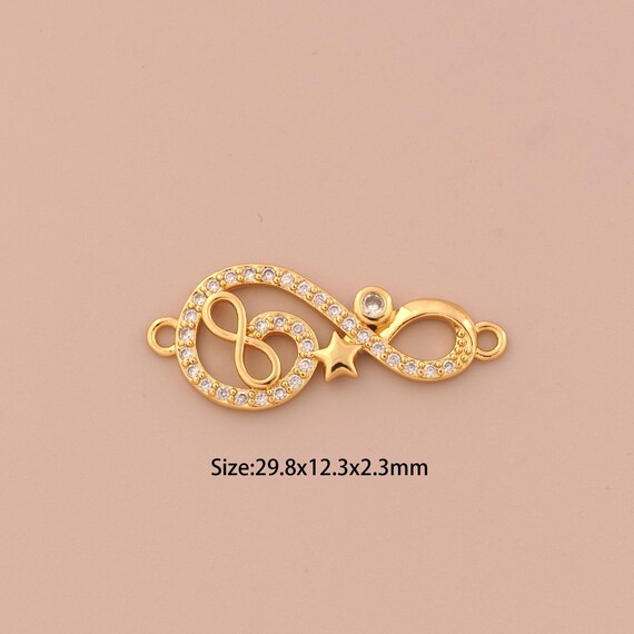 18K Gold Infinity Connector,CZ Pave Star Connector Charms,Infinity Connector for DIY Jewelry Making Supply