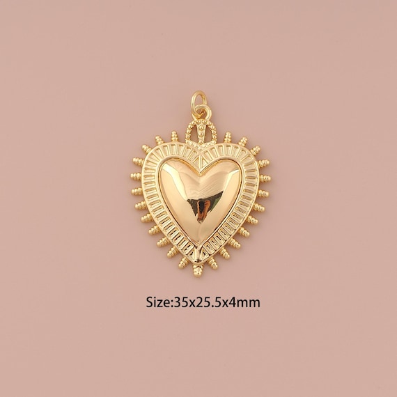 18K Gold Heart Charms,Minimalist Charms Pendants,Heart Charm for DIY Jewelry Making Supply