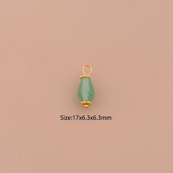 18K Gold Energy Stone Charms,Natural Stone Charms Pendants,Stone Charm for DIY Jewelry Making Supply