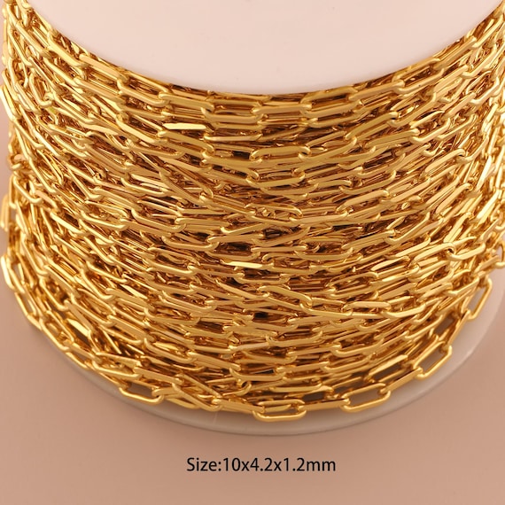 3.28 Feet 18K Gold Paper Clip Chain,Special Chain,Semi-Finished Chain for DIY Jewelry Making Supply