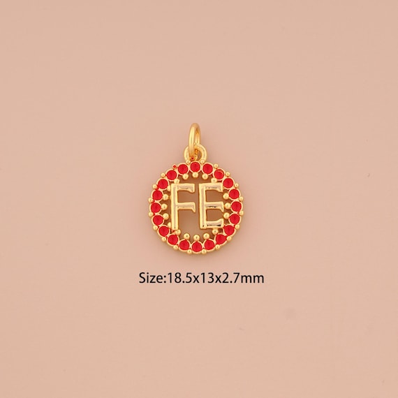 18K Gold Round Charms,CZ Pave FE Charms Pendants,Round Charm for DIY Jewelry Making Supply