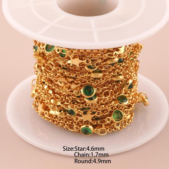 3.28 Feet 18K Gold Star Chain,Special Chain,Semi-Finished Chain for DIY Jewelry Making Supply