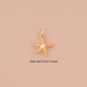18K Gold Starfish Charms,Enamel Starfish Charms Pendants,Starfish Charm for DIY Jewelry Making Supply