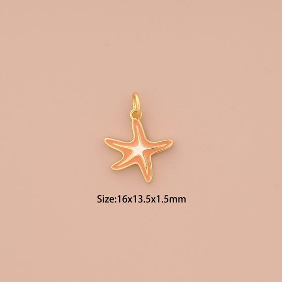 18K Gold Starfish Charms,Enamel Starfish Charms Pendants,Starfish Charm for DIY Jewelry Making Supply