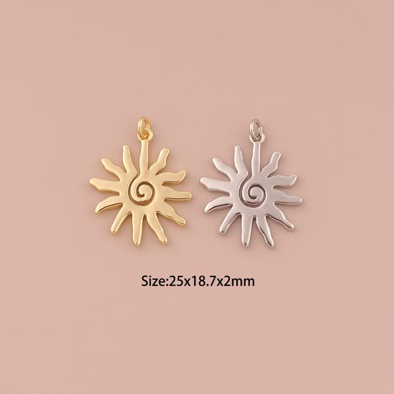 18K Gold Sun Charms,Minimalist Charms Pendants,Sun Charm for DIY Jewelry Making Supply