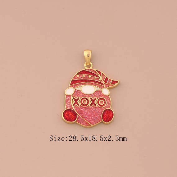18K Gold Santa Claus Charms,Enamel Christmas Charms Pendants,XOXO Charm for DIY Jewelry Making Supply