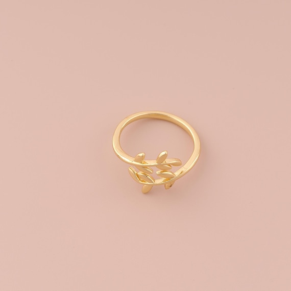 18K Gold Open Rings,Leaf Rings,Thin Gold Rings for DIY Jewelry Making Supply