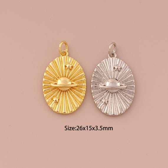 18K Gold Saturn Charms,Minimalist Charms Pendants,Star Charm for DIY Jewelry Making Supply