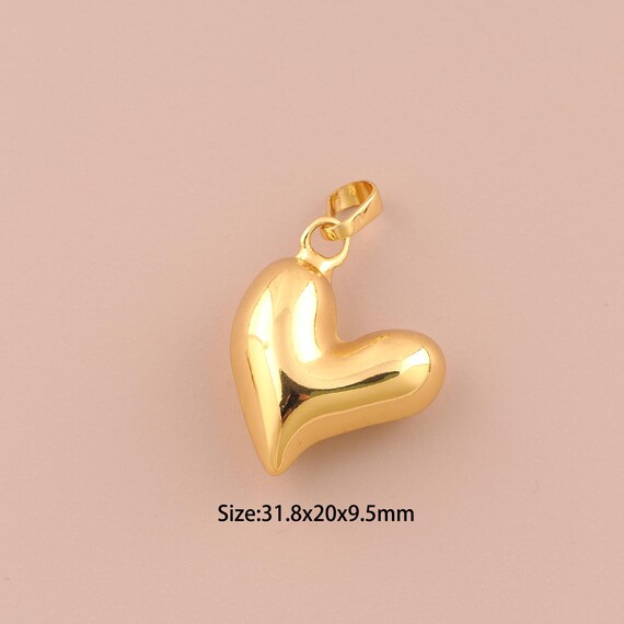 18K Gold Heart Charms,Minimalist Charms Pendants,Heart Charm for DIY Jewelry Making Supply