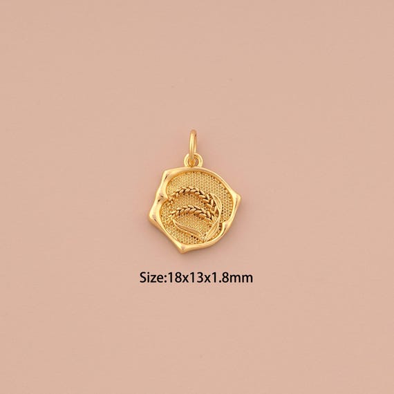 18K Gold Wheat Charms,Wheat Charms Pendants,Wheat Charm for DIY Jewelry Making Supply