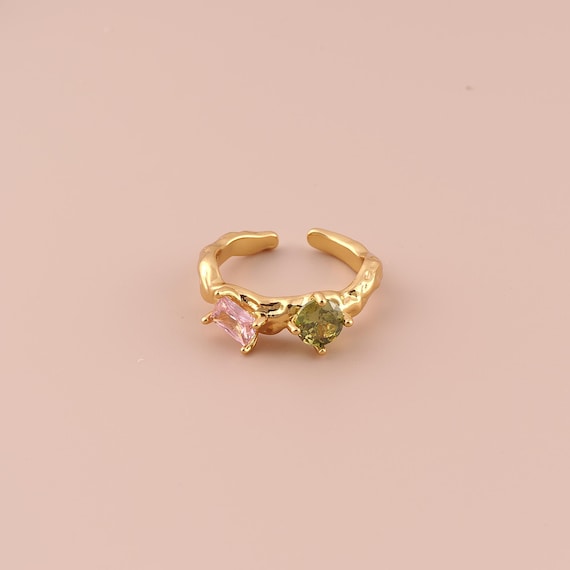 18K Gold Open Rings,Oval Rings,Thick Gold Rings for DIY Jewelry Making Supply