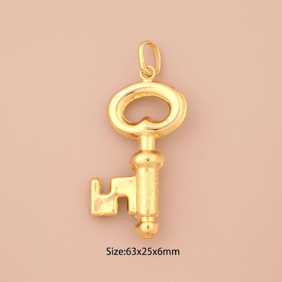 18K Gold Key Charms,Key Charms Pendants,Key Charm for DIY Jewelry Making Supply