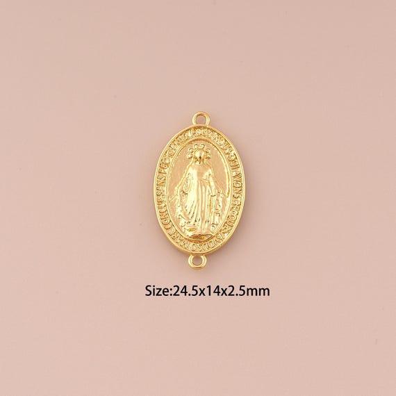 18K Gold Virgin Mary Charms,Minimalist Charms Pendants,Catholic Charm for DIY Jewelry Making Supply