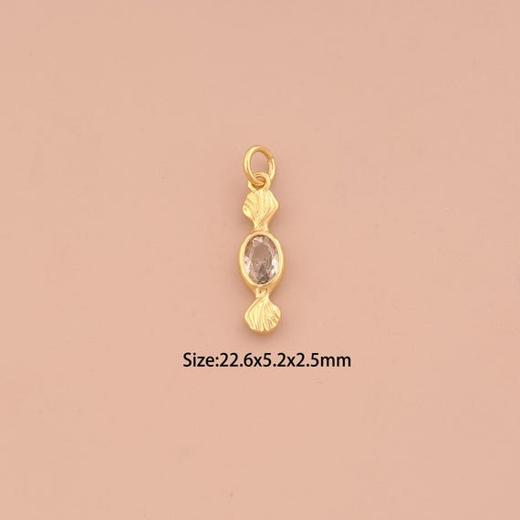 18K Gold Candy Charms,CZ Pave Sweet Charms Pendants,Candy Charm for DIY Jewelry Making Supply