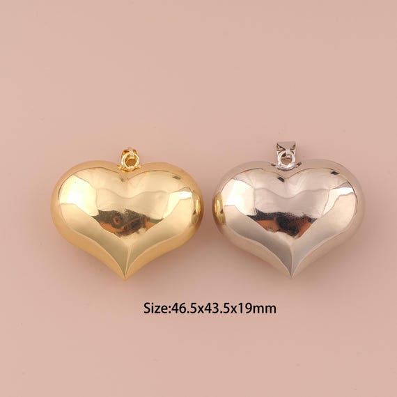 18K Gold Heart Charms,Minimalist Charms Pendants,Heart Charm for DIY Jewelry Making Supply