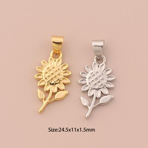18K Gold Flower Charms,Plant Charms Pendants,Flower Charm for DIY Jewelry Making Supply
