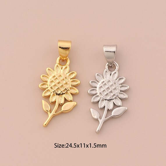 18K Gold Flower Charms,Plant Charms Pendants,Flower Charm for DIY Jewelry Making Supply