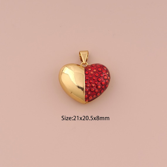 18K Gold Heart Charms,Minimalist Charms Pendants,Heart Charm for DIY Jewelry Making Supply