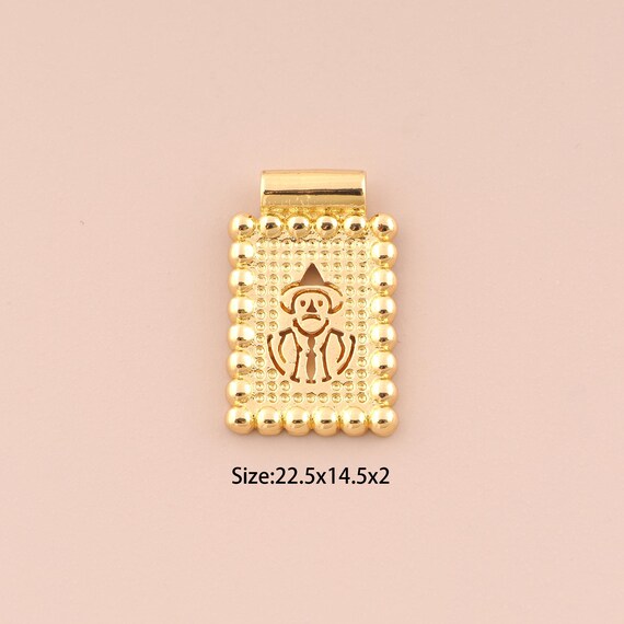 18K Gold Clown Charms,Square Charms Pendants,Clown Charm for DIY Jewelry Making Supply