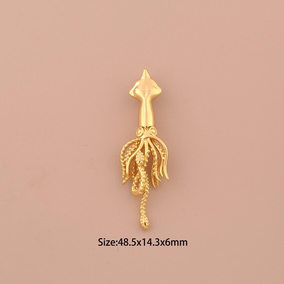 18K Gold Octopus Charms,Marine Life Charms Pendants,Octopus Charm for DIY Jewelry Making Supply