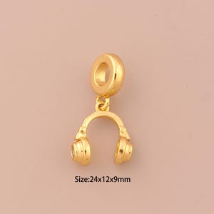 18K Gold Headphone Charms,Minimalist Charms Pendants,Headphone Charm for DIY Jewelry Making Supply