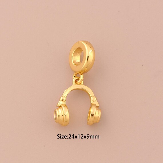 18K Gold Headphone Charms,Minimalist Charms Pendants,Headphone Charm for DIY Jewelry Making Supply