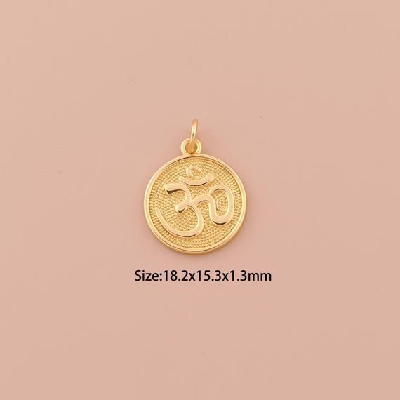 18K Gold Ohm  Charms,Minimalist Charms Pendants,Yoga Charm for DIY Jewelry Making Supply