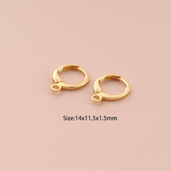 5 pair 18K Gold Hoop Huggie Earring Hooks,Round Dangle Tarnish Resistant Lever Back Earring Hooks Earwire,for DIY Jewelry Making Supply