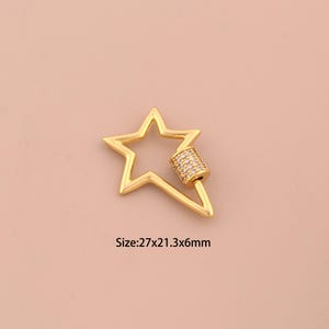 18K Gold Carabiner Clasp,Screw Clasp,CZ Pave Star Clasp for DIY Jewelry Making Supply