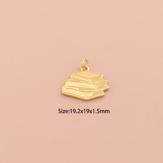 18K Gold Book Charms,Book Charms Pendants,Book Charm for DIY Jewelry Making Supply