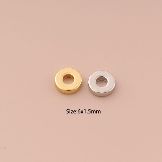 10 pcs 18K Gold Flat Spacer Bead,Minimalist Bead,Round Bead for DIY Jewelry Making Supply