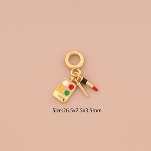 18K Gold Makeup Box Charms,Enamel Lipstick Charms Pendants,Makeup Palette Charm for DIY Jewelry Making Supply