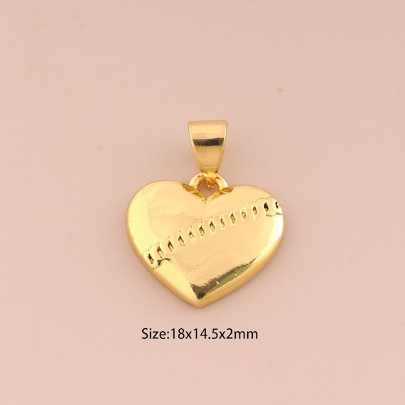 18K Gold Heart Charms,Heart Charms Pendants,Minimalist Charm for DIY Jewelry Making Supply