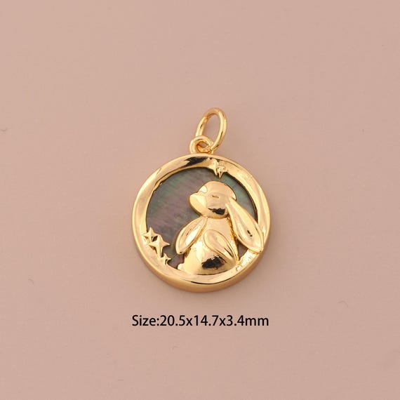 18K Gold Rabbit Charms,Animal Charms Pendants,Star Charm for DIY Jewelry Making Supply